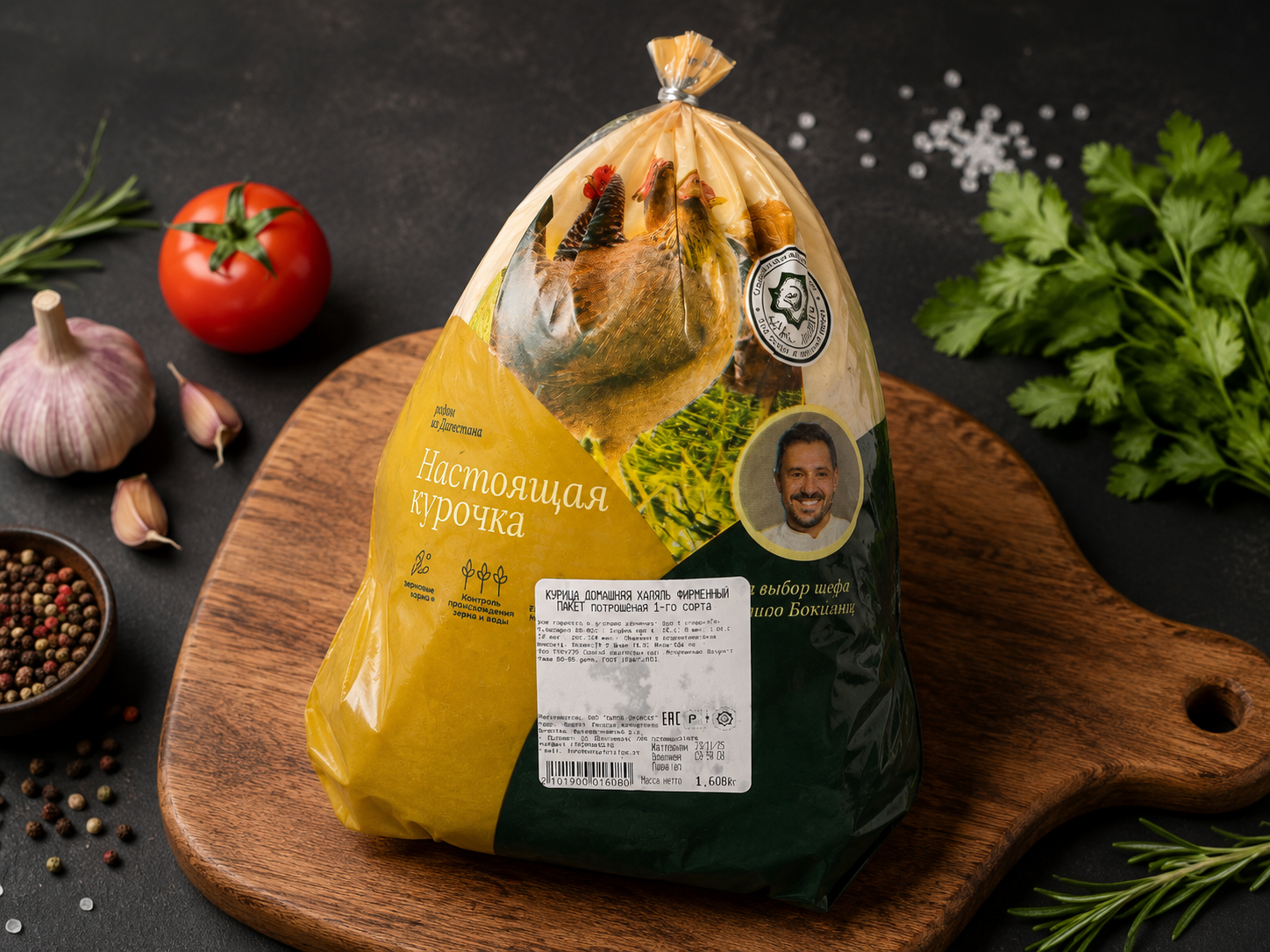 Курица Домашняя Халяль Фирменный Пакет потрошенная 1-го сорта